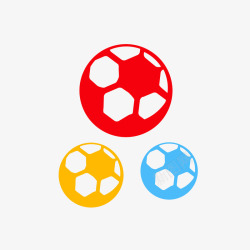 颜色艳丽的足球简笔红色黄色蓝色足球高清图片