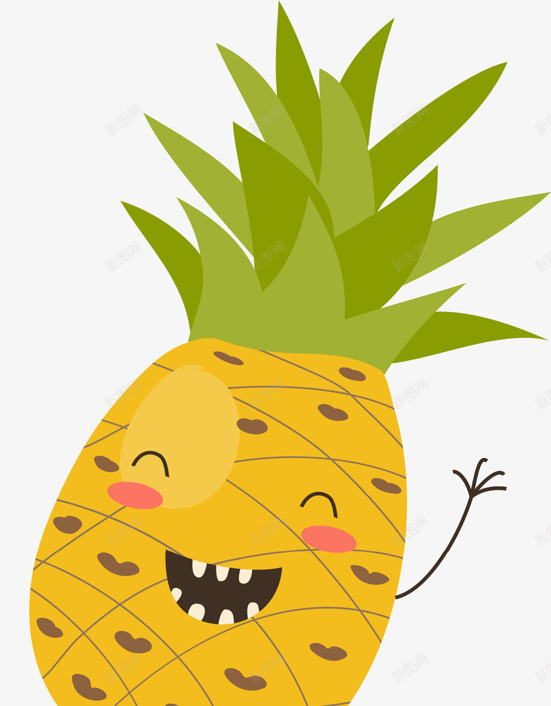 卡通有表情的菠萝png免抠素材_新图网 https://ixintu.com 卡通可爱 扁平化 水果 矢量图案 秋季 菠萝 表情