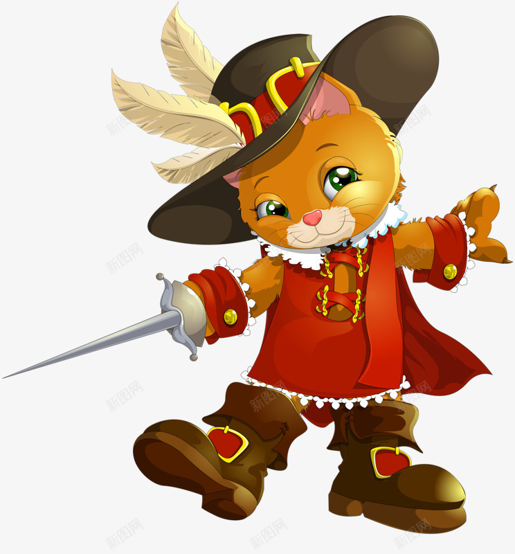卡通动物png免抠素材_新图网 https://ixintu.com 小猫 拿剑的猫 穿衣服的猫