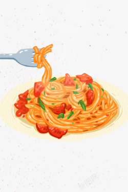 意大利面扁平卡通可爱意大利面美食食物美高清图片
