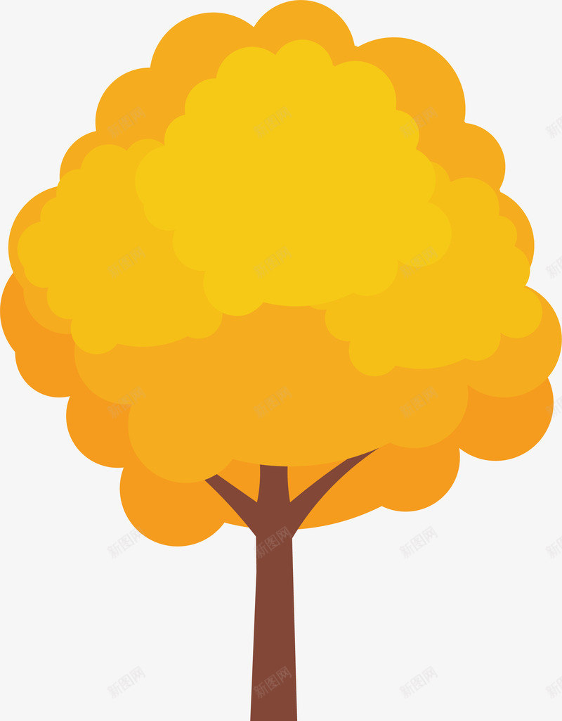 秋季金黄色的树png免抠素材_新图网 https://ixintu.com 树 树干 植物 秋季