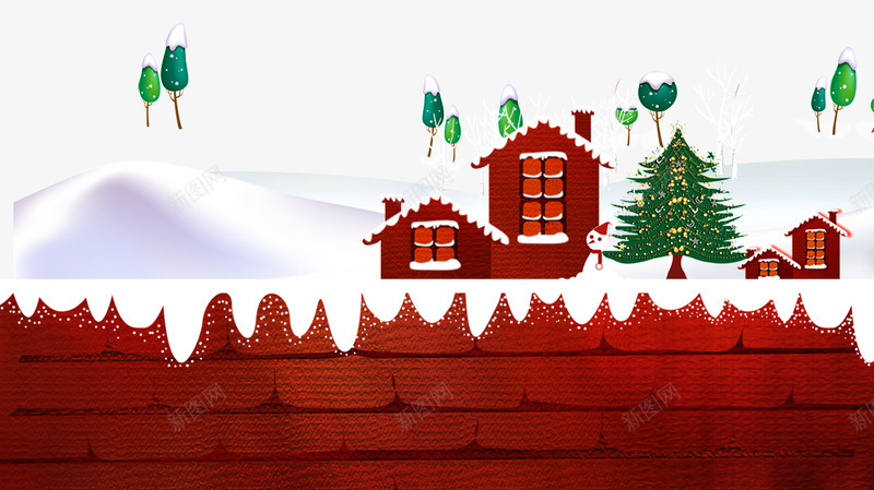 雪景小屋png免抠素材_新图网 https://ixintu.com 冬天 圣诞节 彩色 海报 装饰 雪