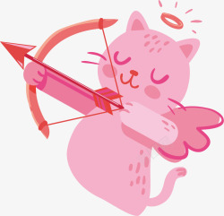 丘比特射箭粉色创意猫咪矢量图高清图片