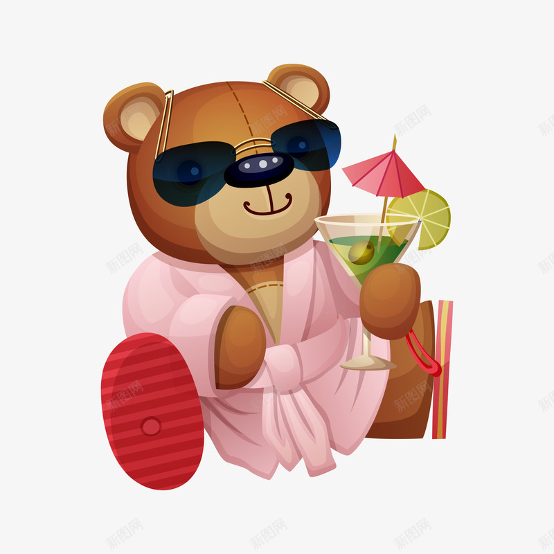 卡通度假的泰迪熊png免抠素材_新图网 https://ixintu.com 公仔 卡通 度假的泰迪熊 扁平 手绘 泰迪熊 泰迪熊公仔