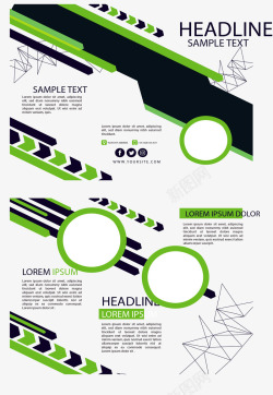绿色斜纹商务传单矢量图素材