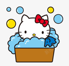 泡澡小象浴盆猫咪气泡素材