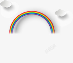 彩虹和白云矢量图素材