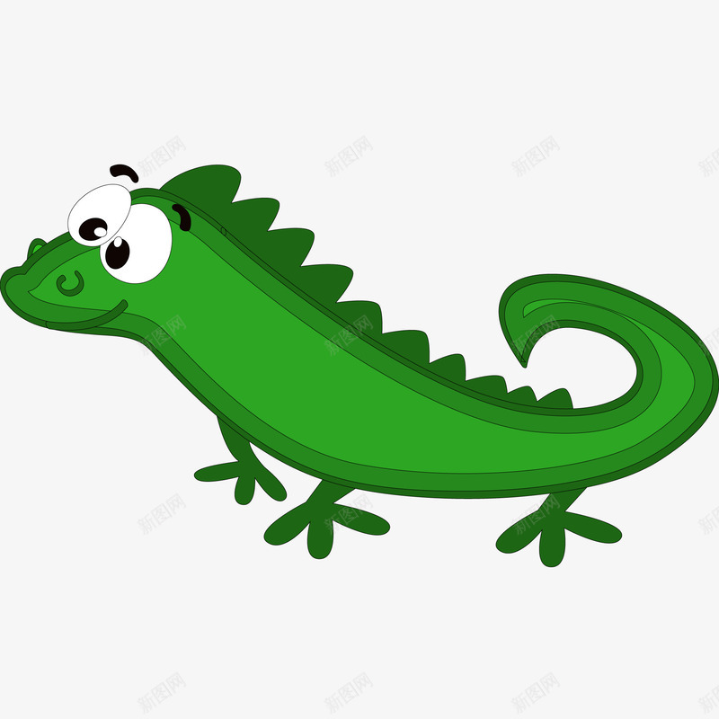 卡通绿色的蜥蜴矢量图ai免抠素材_新图网 https://ixintu.com 卡通 可爱 大眼睛 森林 绿色 蜥蜴 矢量图