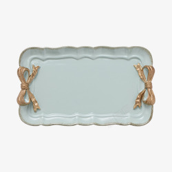 蓝色凹陷长方形欧式蝴蝶结长方形淡蓝色陶瓷蛋糕高清图片