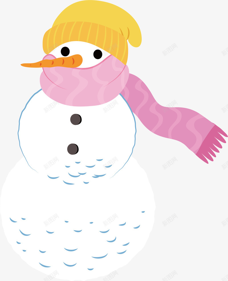 温暖围巾的雪人png免抠素材_新图网 https://ixintu.com 冬天 温暖 矢量png 粉色围巾 雪人 黄色帽子
