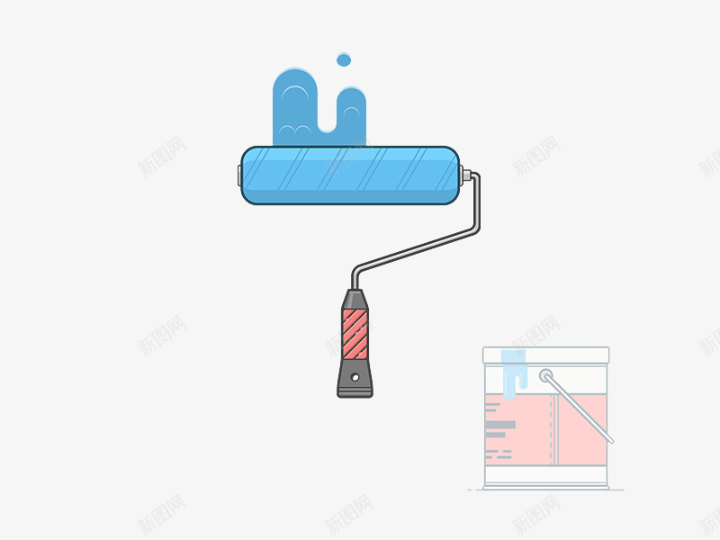 油漆png免抠素材_新图网 https://ixintu.com 国外创意素材 油漆桶 滚筒 矢量插图 蓝色