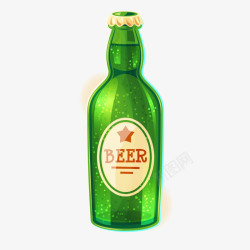 英文酒瓶绿色啤酒瓶卡通插画矢量图高清图片