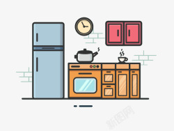 冰箱插画卡通厨房用品高清图片