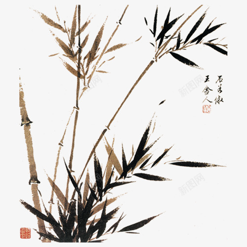 中国风竹子psd免抠素材_新图网 https://ixintu.com 中国风 山水画 竹子