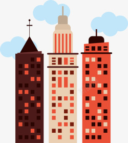 卡通摩天大楼扁平化城市建筑高清图片