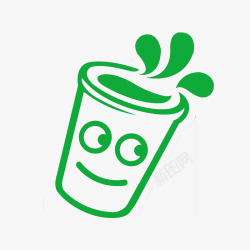 卡通饮品绿色奶茶简笔画插画高清图片