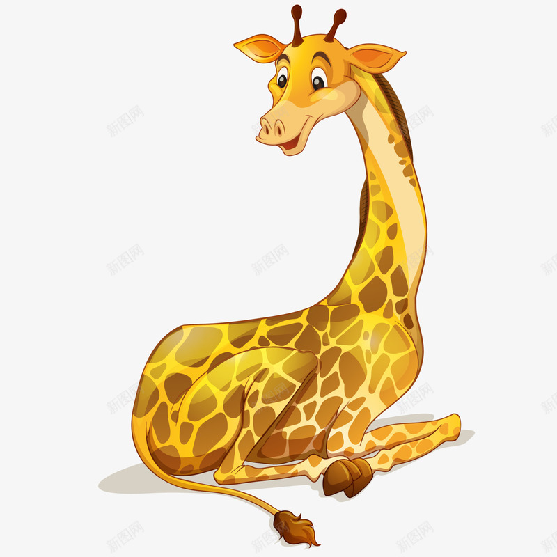 卡通坐着的长颈鹿动物矢量图ai免抠素材_新图网 https://ixintu.com 动物园 动物设计 卡通 森林 长颈鹿 黄色 矢量图