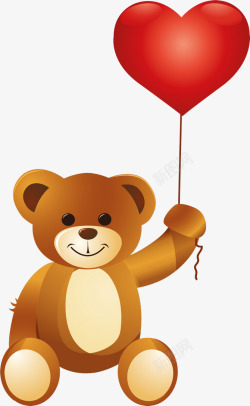 情人节图像毛茸茸爱心熊气球图高清图片