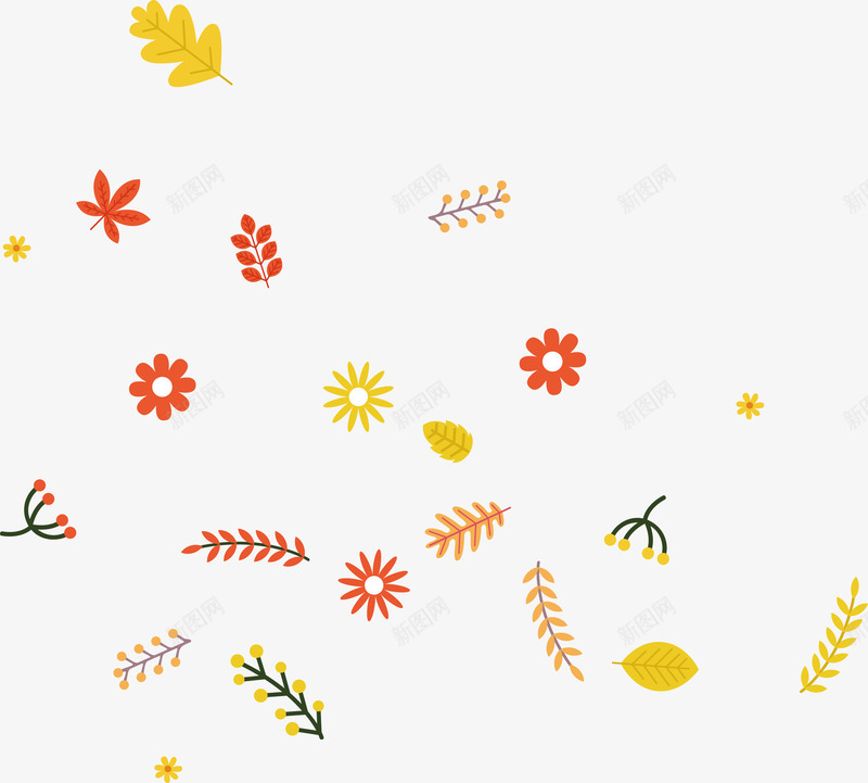 清新秋季飘散的叶子和花朵矢量图ai免抠素材_新图网 https://ixintu.com 叶子 树叶 清新 秋季 花 花朵 飘散的叶子 矢量图