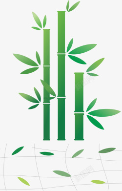 绿色唯美竹子元素背景国风素材