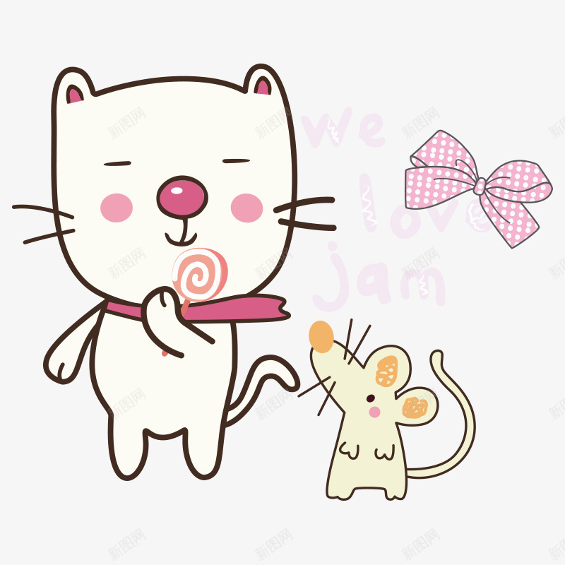小猫动物png免抠素材_新图网 https://ixintu.com 动物 卡通 卡通猫咪 可爱 宠物 小猫 猫咪 猫猫 老鼠 蝴蝶结