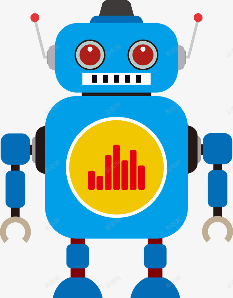 科技机器人png免抠素材_新图网 https://ixintu.com 一个 卡通 天线 手绘 手臂 机器人 科技 简图 蓝色