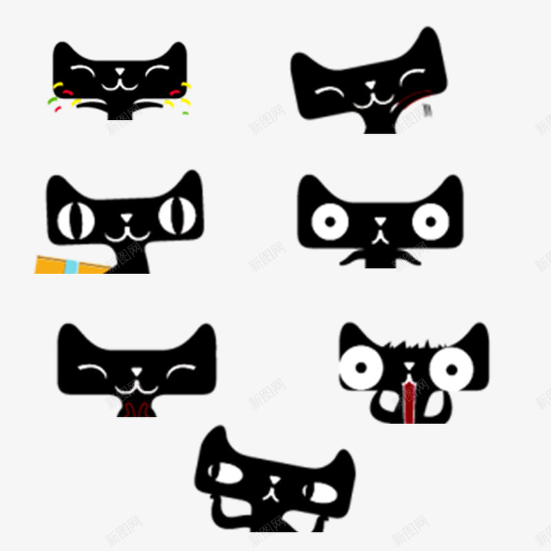 七种淘宝图案png免抠素材_新图网 https://ixintu.com 休闲娱乐 淘宝图案 装饰图案 黑色猫