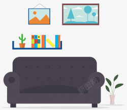 家具插画手绘装饰房屋沙发元素高清图片