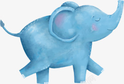蓝色卡通折纸大象手绘卡通小象高清图片