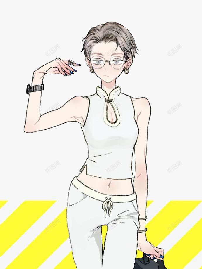 小清新手绘插画png免抠素材_新图网 https://ixintu.com 唯美 女生 少女风 手绘 插画 漫画 青春