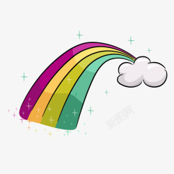 卡通手绘彩虹云朵素材