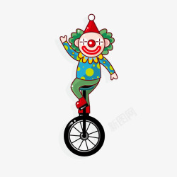 卡通小丑单车杂技素材