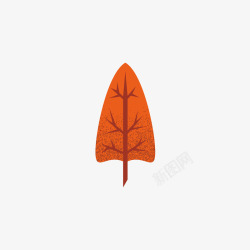 橙色圆角树叶素材