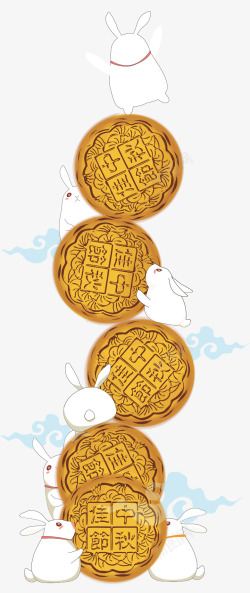 中秋节装饰月饼兔子素材