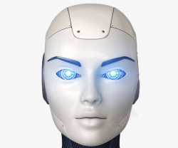 提亮光感散发出蓝光的机器人装饰高清图片
