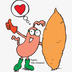大拇指爱心卡通胃竖大拇指夸赞红薯有益健康高清图片