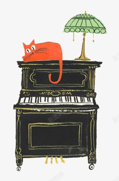 卡通钢琴乐器png免抠素材_新图网 https://ixintu.com 乐器 小猫 弹奏 钢琴