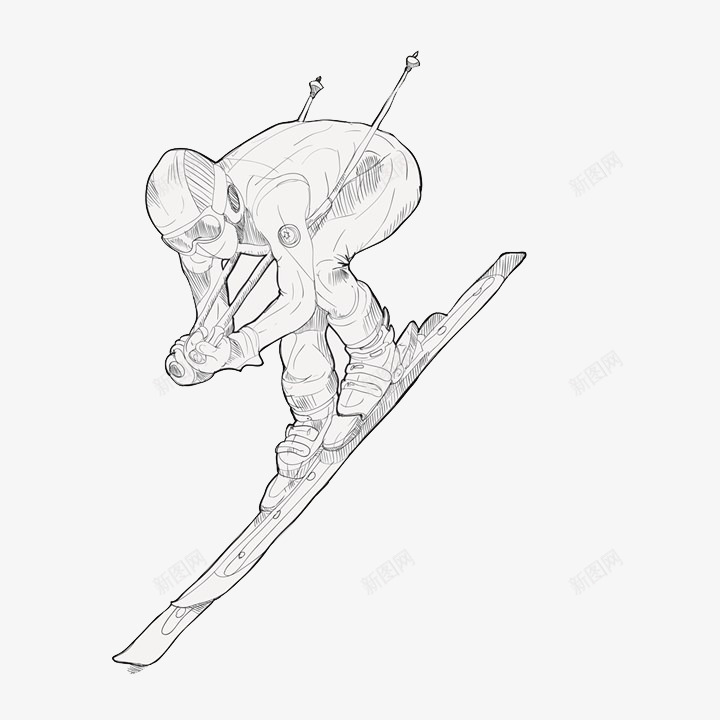 简笔滑雪人png免抠素材_新图网 https://ixintu.com 下雪 冬天 快速下滑 运动