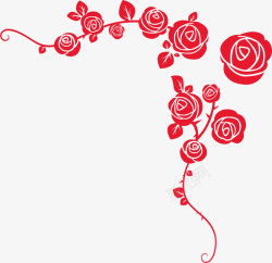 边框鲜花海报情人节红色玫瑰花藤蔓高清图片