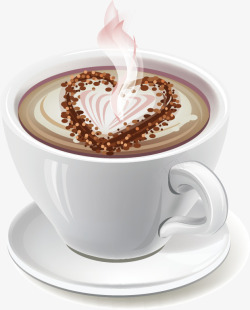 爱心咖啡杯心形咖啡手绘高清图片