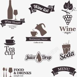 欧式咖啡标贴餐厅与咖啡馆标签高清图片
