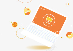 橘色电脑橘色电脑科技插画高清图片