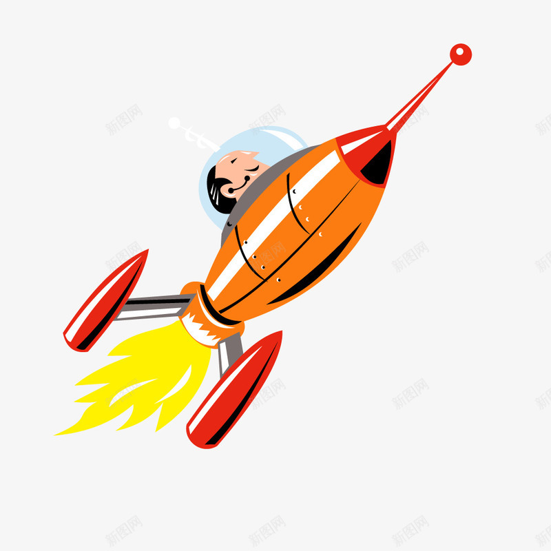 乘坐火箭的人矢量图ai免抠素材_新图网 https://ixintu.com 卡通 橘色 火箭 科技 航天 飞船 矢量图