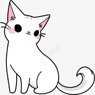 白色卡通手绘小猫png免抠素材_新图网 https://ixintu.com 卡通 白色