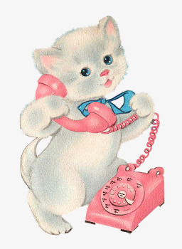 打电话的小猫png免抠素材_新图网 https://ixintu.com 可爱 手绘 插画 白色小猫 粉色电话
