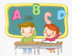 英文字母学习卡通上课的孩子图高清图片