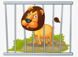 圈养铁栏里的狮子高清图片