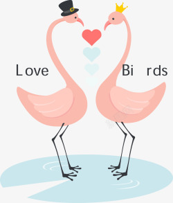 爱情动物卡通粉色火烈鸟图案矢量图高清图片
