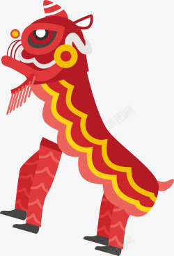 红色中国风舞狮素材