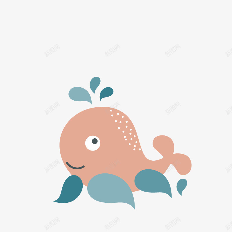 粉色鲸鱼png免抠素材_新图网 https://ixintu.com 动物 卡通可爱动物 矢量森林动物